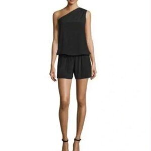Ramy Brook Black One Shoulder Romper Lulu Silk Shorts Classic Size XS Women's
